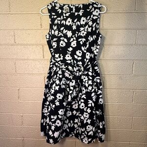 Anne Klein Black and White Floral Mini Dress